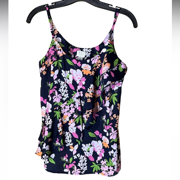 A New Day Floral Safari Camisole Tank with Ruffle Detail - Size S - Picture 1 of 4